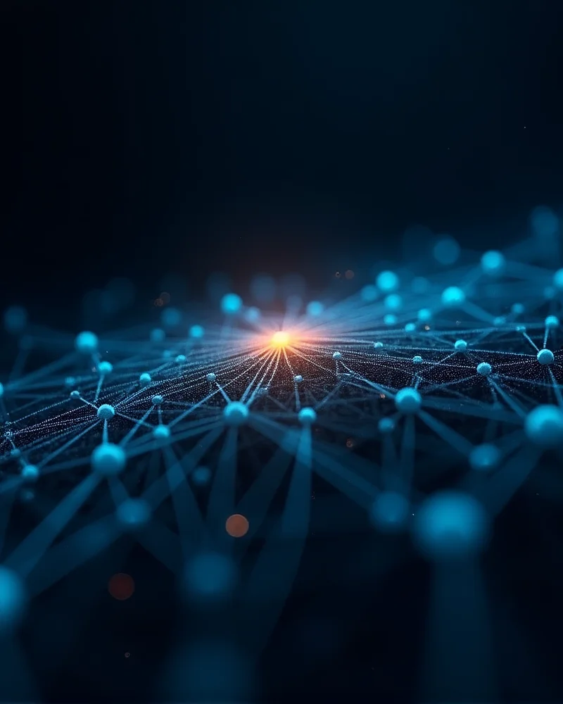 Wizualizacja sieci neuronowej AI zarządzającej widocznością online